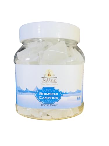 Image of Jallan Pure Bhimseni Camphor (Original)| 250g Jar| Lab Certified 100% Pure Pacha karpooram Original| 100% Natural Organic and Original Kapoor| Purifying & Pleasant Fragrance for Pooja, Hawan, Air Freshener| Use for Camphor Diffuser Electric
