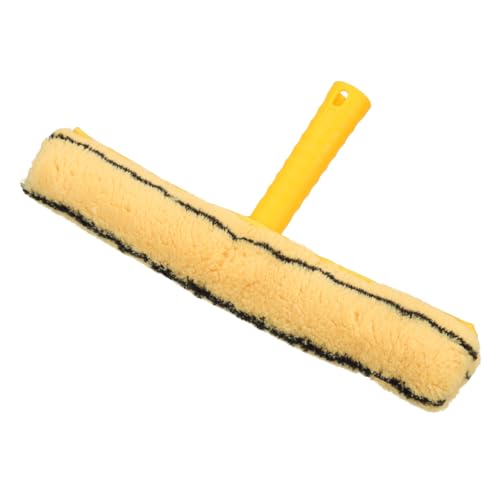 Image of MECCANIXITY Microfiber Scrubber Cleaning Tool with Yellow Handle for Window Glass Marble Wall Home Bathroom, Yellow