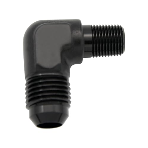 Codo AN6 macho a rosca 1/8 NPT en aluminio anodizado negro con flujo optimizado 5