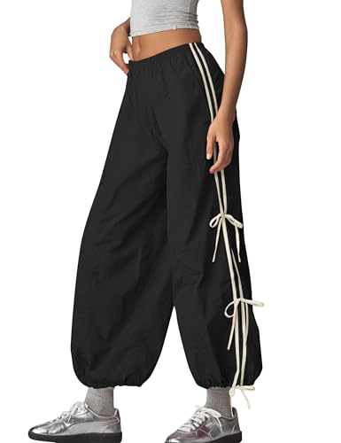 Side Bow Knot Track Pants for Women Summer Lightweight Loose Trousers Casual Baggy Y2K Lounge Pants with Pockets