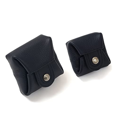 Image of Cockatoo Genuine Leather Coin Pouch Change Holder Mini Snap Pocket Wallet for Men Women (Set of L&S,NAVY BLUE)
