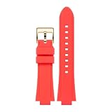 MMXWYKO Compatibile con la sostituzione del cinturino in gomma/silicone da uomo TIMEX Expedition Navigator da 24 x 16 mm(Red Gold)