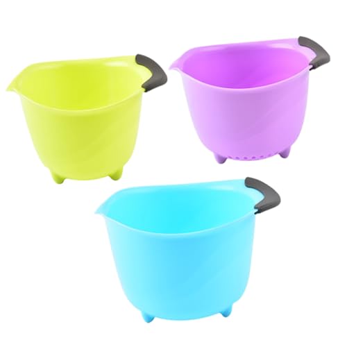 Set de 3 tazones multiuso para cocina con cesta y marcas de medición miniatura 1