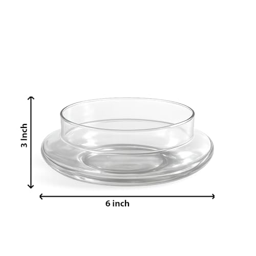 Image of Clear Glass Bowl Planter for Lucky Bamboo & Money Plant (6 Inch) | Round Transparent Glass Pot for Indoor Water Plants | Decorative Tabletop Vase Container for Home Office Plant Decor