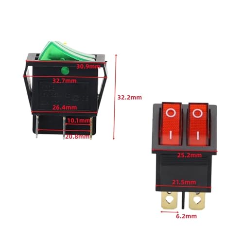 Interruptor para barco KCD8 de 6 pines doble para paneles y consolas náuticas 6