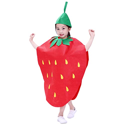TOYANDONA Costume Fraise Enfants Déguisement Fruit Créatif Souple Confortable Cosplay Fête Spectacle Mode Accessoire 29.5X24.8 Pouces
