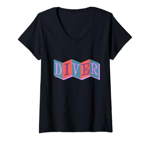 Womens Retro Diver V-Neck T-Shirt