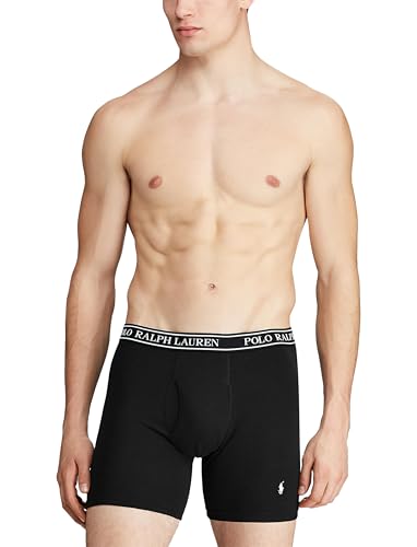Image of POLO RALPH LAUREN Underwear Boxer Brief, 3-Pack, Stretch Classic Fit, Moisture Wicking Pouch, Regular, Trunk & Long Leg