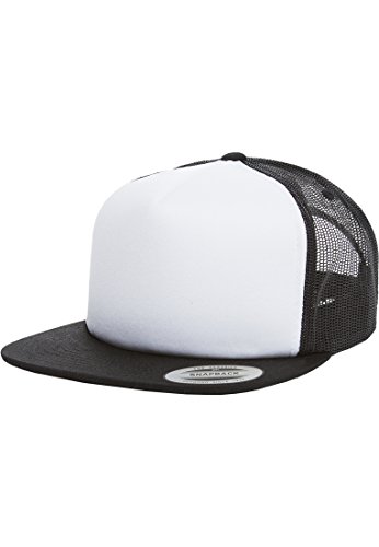 Flexfit Foam Trucker with White Front Gorra, Negro/Blanco/Negro, Talla única Unisex Adulto