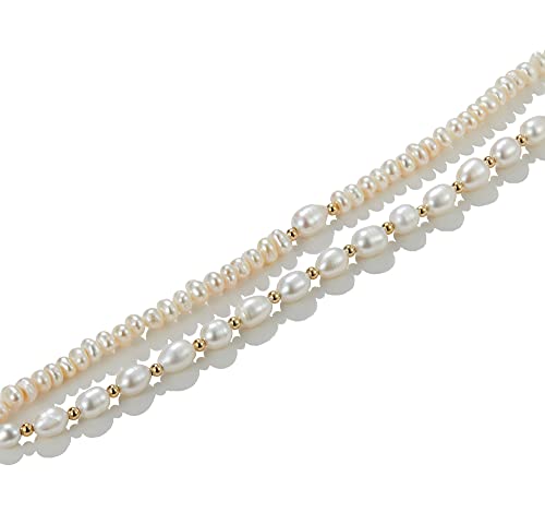 Kvlmoze Layered Pearl Bracelets Vintage Stylish 3-5Mm Handpicked Double Layer Pearl Strand Bracelet For Girls Women thumb #5