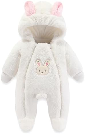 WYTbaby Baby Overall Winter Fleece Warm Schneeanzug Baby Romper Mit Kapuze Für Jungen Mädchen 0-12 Monate