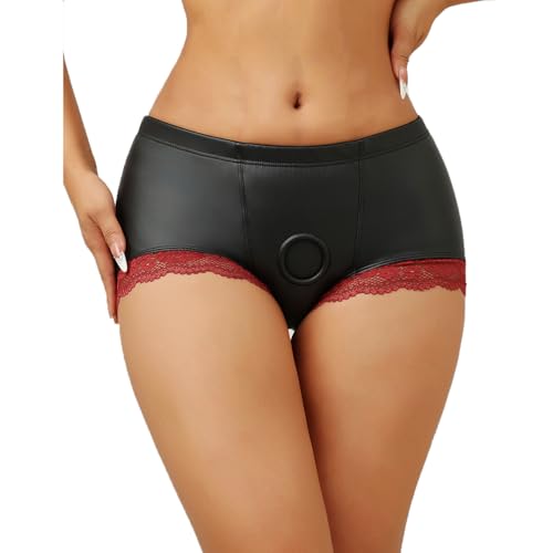 KYTRSTX Strap on Boxers Brief Underwear for Women and Men-Middle Black