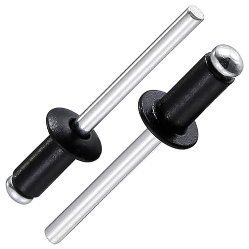 Image of Wensilon (350Pcs) 1 /8 inchx1 /4 inch Black Aluminum blind pro Rivets,Aluminum Grip and Steel Mandrel