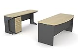 Ameriwood Home Pursuit Office Set with Mobile File Cabinet Bundle, Natural