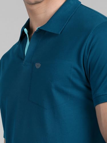 Image of Lux Cozi Men's Regular Fit Polo Neck Half Sleeve Solid Casual T-Shirt with Chest Pocket COZI 2122 EMRD RD 4XL 2PC