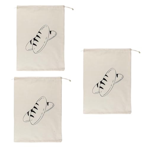 Xanorrg Paquete De 3 Bolsas Pan Lino Reutilizables Bolsillos Sin Tratar con Cordón para Almacenamiento Pan Frutas Y Verduras Bolsa Portátil para Aperitivos