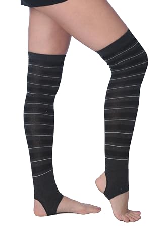 Image of Tipi Toe Women's Stirrup Yoga Socks, Lightweight Knee-High Leg Warmers, Open Heel Non-Slip Design. Ideal for Yoga & Dance