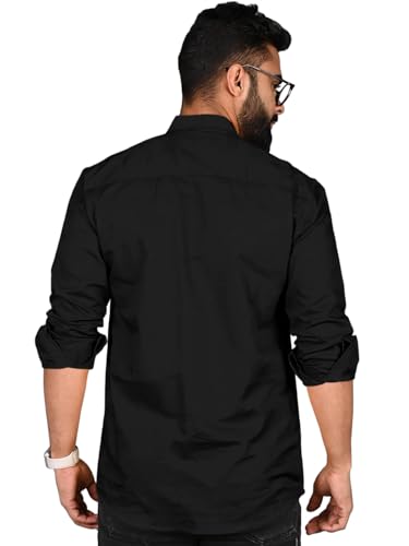 Image of ROYALSCOUT Men Cotton Blend Short Kurta with Mandarin Collar and Button Placket | Full Sleeve Regular Fit Ethnic Wear for Casual and Festive Use