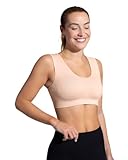 Tommie Copper Seamless Compression Bra with Back Support - Wireless, Soft and Stretchy Posture Corrector - Pale Pink, Medium