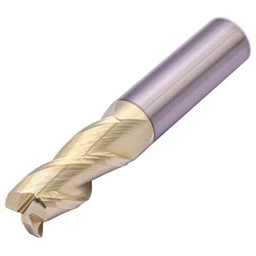 Image of 1 /2 inch 3 Flute Solid Carbide 0.06 inch Corner Radius End Mill, ZrN Coated | 37 Helix, 1 /2 inch Cutting Dia, 1 /2 inch Shank Dia, 1-1 /4 inch LOC, 3 inch OAL, for Milling Aluminum and Copper