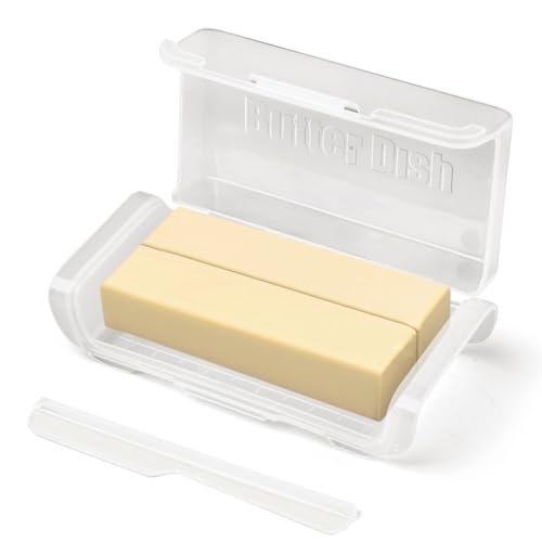 NEXROLA Beurrier, Pour 200 gr de Beurre,Plastique Couvercle Transparent Hermétique +Épandeur de Beurre,Boite Rangement Frigo 18 x 8 x 5 cm,convient au lave-vaisselle
