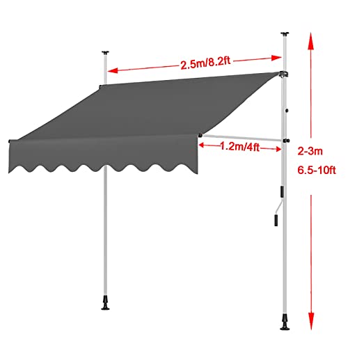 Toldo retráctil manual impermeable y telescópico con manivela protectora de sol 3