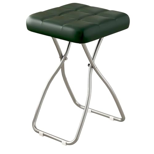 EYRMQWJPC Tabouret Pliant rembourré, Chaise de Bar Pliante carrée, rembourrée et épaisse, sans Dossier, avec Pieds antidérapants(Green)