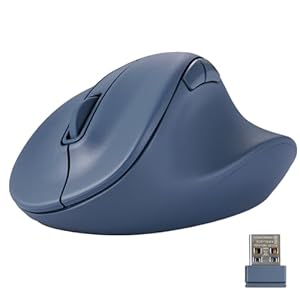 ELECOM Wireless Ergonomic Shape Mouse, 2.4GHz with Mini USB Receiver, Silent Click, Right Hand 2000DPI, 5 Buttons, Optocal Sensor, Compatible with PC, Mac, Laptop, EX-G, Lsize Blue (M-XGL30DBSKBU)