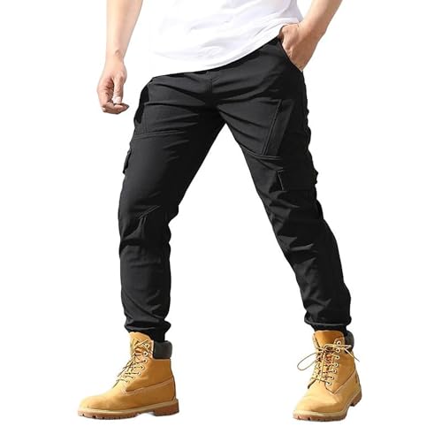 Pantalon homme de travail slim jogging cargo stretch avec poches et cordon de serrage casual