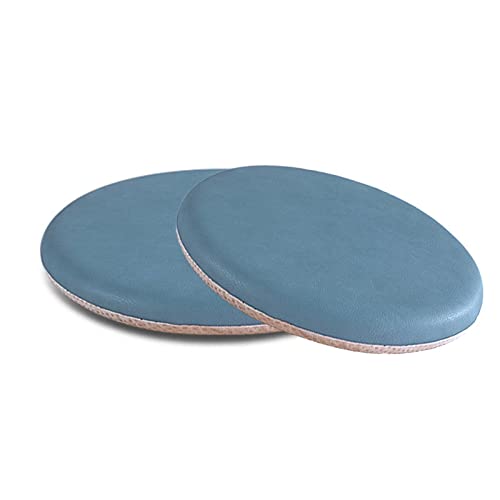 ZIBENE Non Slip Seat Cushions for Windsor Kitchen Chairs 2 Pack, Outdoor Dining Chair Cushion Replacement Waterproof, Faux Leather Round Chair Pads 14 Inches, Stain-Resistant Easy to Clean Blue