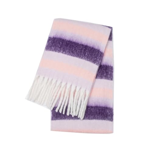 EXKURPOO Bufanda Invierno Winter Thick Warm Scarf Women Shawl and Wraps Neckerchief Female Rainbow Hairy Tessel Echarpe(Scarf-024-30)