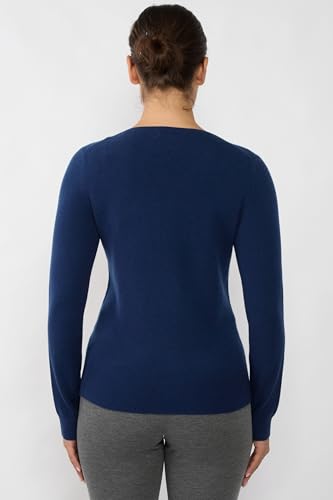 Image of JENNIE LIU Women's 100% Pure Cashmere Long Sleeve Pullover V Neck Sweater