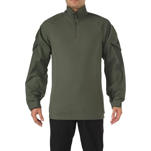 5.11 Tactical Men's Long Sleeve Shirt for Military Law Enforcement, 1/4 Zip, Rapid Assault, Black, X-Small, Style 72194ABR