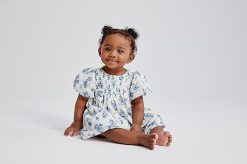 The Children's Place,Baby-Girls,and Newborn Casual Short Sleeve Dress with Diaper CoverBlue Floral,9 Months,12 Months by The Children's Place - Used condition - US$15.53