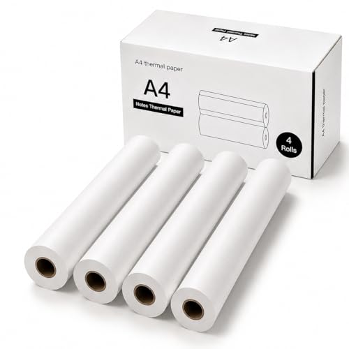 Ablemark Thermopapier A4, 4 Rollen à 8 m, BPA-frei, für mobile Drucker
