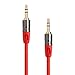 PlugLug - 3.5mm 8 FT Premium Auxiliary Audio Cable (Red) - Male to Male for Headphones, iPods, iPhones, iPads, Home / Car Stereos and More