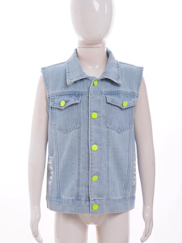 Loyan Little Boys Girls Ripped Denim Gilet 2-12 Years Sleeveless Vest Jacket Distressed Waistcoat2