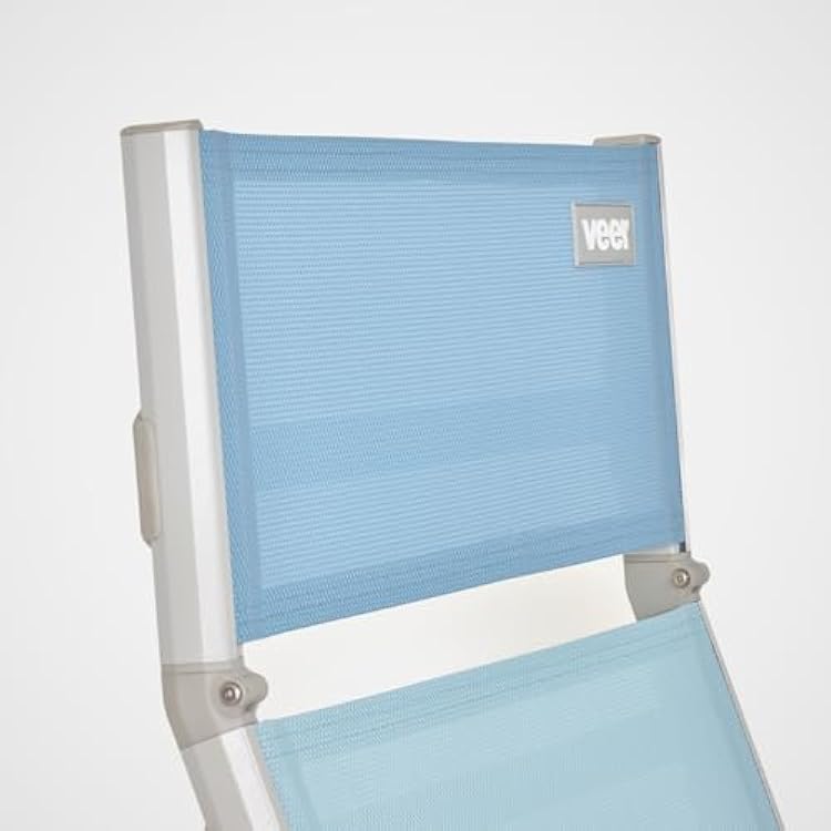 Veer Beach Chair - Durable Rust Resistant Beach Recliner (Reclines Fully Flat) with Breathable Fabric, Towel Rack, Flip Up Headrest and Backpack Straps