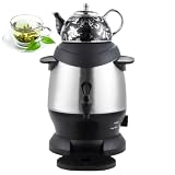 GRAN CAPACIDAD DOBLE: este samovar eléctrico cuenta con un hervidor principal de acero inoxidable de 4,0 L con una tetera de 1,0 L, respaldado por una potencia de 2200 W, lo que lo hace ideal para preparar té continuamente para reuniones familiares o uso comercial.