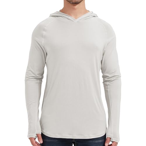 netdraw Men's Ultra-Soft Bamboo Viscose Hoodie Shirt UPF 50+ Sun Protection Long Sleeve Lightweight UV Shirt