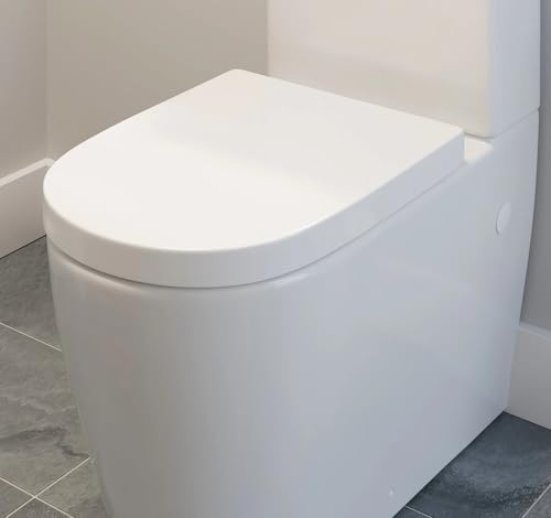 Affine® Bordeaux Bathroom Cloakroom D Shape Toilet Seat Top Fix Soft Close Hinges, Modern, White Gloss