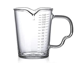UNIQUE CART 150ML Espresso Measuring Cup for Barista Use | 2.5oz Shot Glass with Scale | Double Spout Milk Pitcher for Pouring & Brewing | U Shape Coffee Measuring Tool-Pack of 1