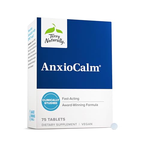 Terry Naturally AnxioCalm - 75 Tablets - Fast-Acting Non-Drowsy Non-Addictive Formula - Safe for Adults & Children 4+ Years - Non-GMO - 37 Servings