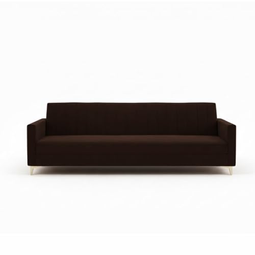 Image of Marvello 3+1+1 Fabric Sofa Set for Living Room | Soft Velvet Upholstery, Sturdy Wooden Frame | Stylish Sofa for Hall & Office Spaces (Dark Brown)