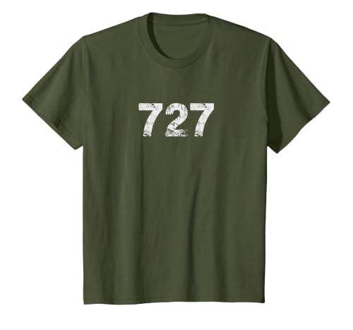 727 Area Code t-Shirt for Pinellas County Florida T-Shirt, Youth, Olive Green, Small