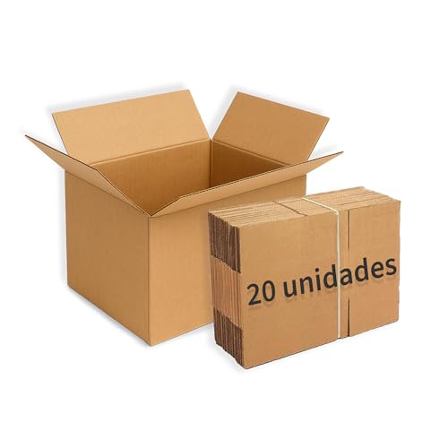 MARCPRINT Pack de 20 cajas carton ideal para envíos - almacenaje - mudanzas | Cajas de carton medidas: 40x30x19 cm | pequeñas de canal simple reforzado. Modelo 2