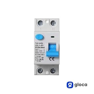 gloca Interruttore Differenziale Puro Salvavita 2P 30mA 220V-6KA 2 Moduli DIN (63 Ampere)