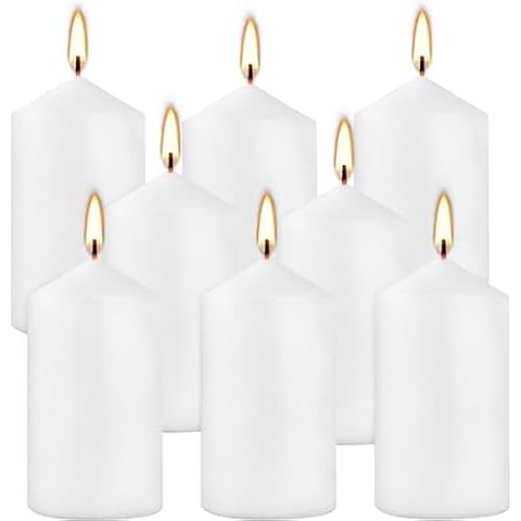 Wfmolcand 2x4 High White Pillar Candles Set of 8 Cover