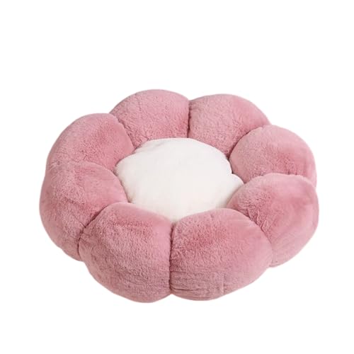 Mateju Hundebett Flauschig,Plüsch Haustierbett Katzenbett Flauschig Weiche Warme Hundekissen mit rutschfest Unterseite Blume Form Katzenkissen Waschbar für Mittelgroße Kleine (Rosa,55cm)