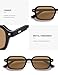 SOJOS Trendy Rectangle Polarized Sunglasses Womens Mens, Small Retro Fashion Thin Slim Square Sunnies SJ2610, Shiny Black/Light Brown